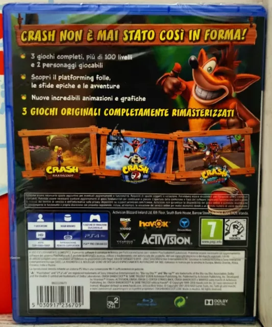 Crash Bandicoot N.sane Trilogy 3 Giochi Ps4 Playstation 4 Italiano Nuovo Sealed 2