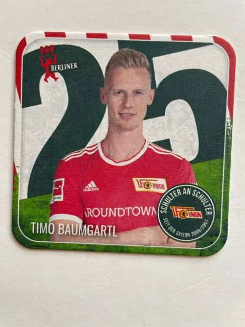 Fußball, Bundesliga, Bierdeckel 1. FC Union Berlin, Timo Baumgartl