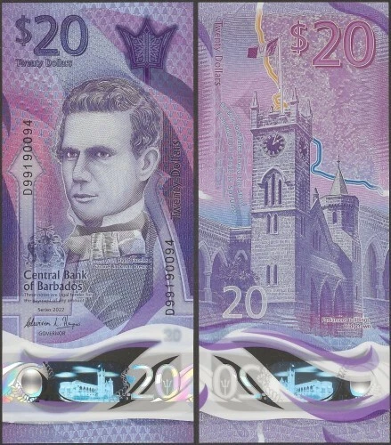 Barbados PNew B242a 20 Dollars 2022 Polymer new design @ Ebanknoteshop