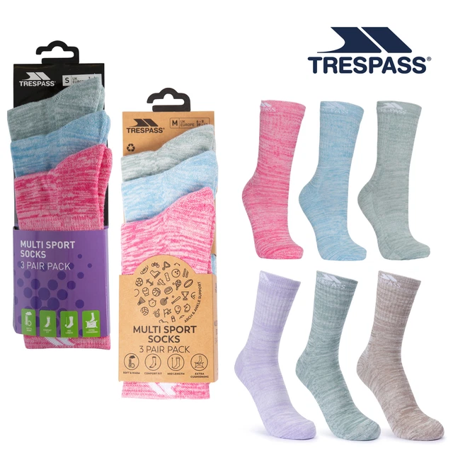 Trespass Damen-Freizeitsocken mittellange gepolsterte Sohle 3er-Pack Helvellyn
