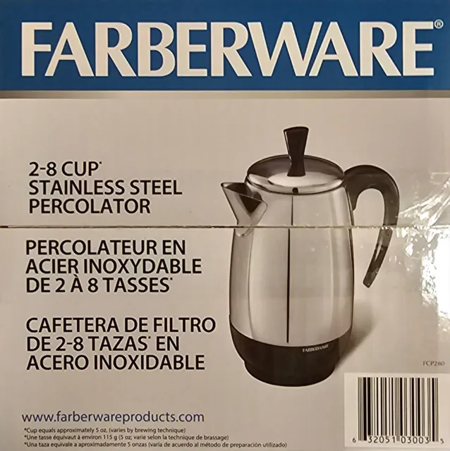 Farberware Superfast Electric Coffee Percolator 8 Cup Early Patent Works  VTG USA