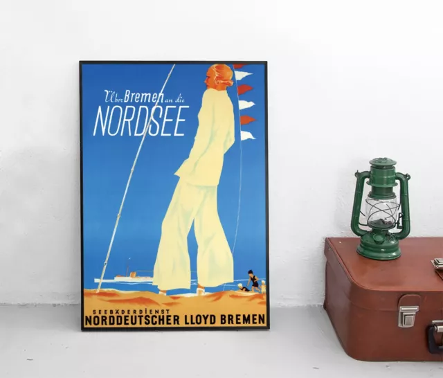 Poster Schifffahrt Seebäder-Dienst Nordsee Norddeutscher Lloyd Cuxhaven Plakat