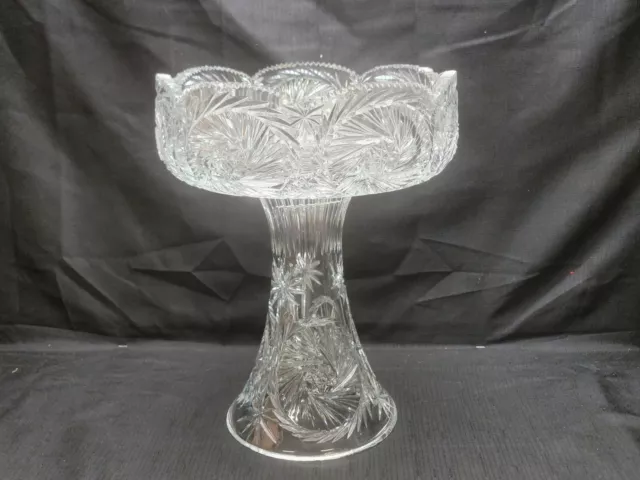 Antique American Brilliant Period ABP  Large Clear Cut Glass 13 1/2" tall