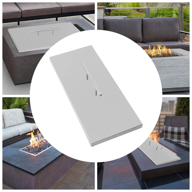 Stainless Steel Protective Lid 21"X 9" For Drop-in Fire Pit Pan Fire Pit Lid