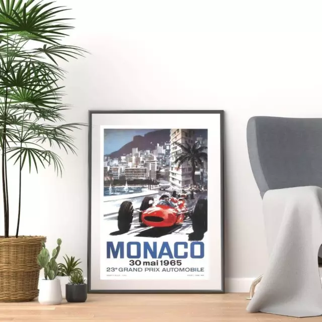 Vintage 1960s Monaco Grand Prix F1 Motor Racing Promotional Print Poster A3 & A4