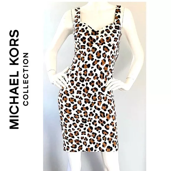 Michael Kors Collection Vintage Cheetah Print Sheath Dress Made in ITALY Size 6