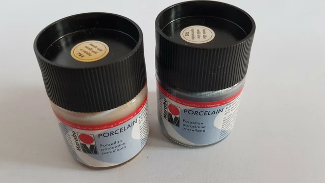 3 pinturas metálicas de porcelana Marabu 50 ml plata metálica