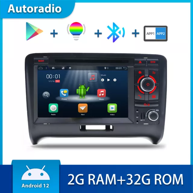 2 Din Android 12 Autoradio GPS Navi For Audi TT MK2 8J Radio Player Wifi BT DVD