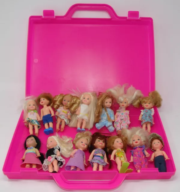 Lot of 14 Barbie Sister & Brother Kelly & Tommy & Friends Dolls w/ Case