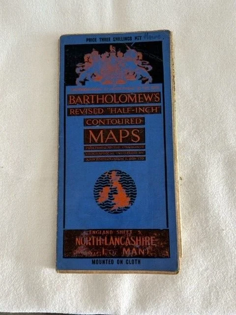 BARTHOLOMEWS VINTAGE MAP  North Lancs. and Isle of Man