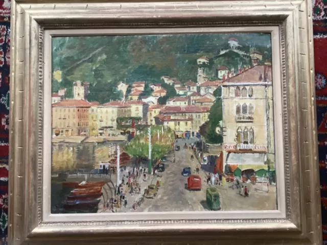 Mid century impressionist oil painting landscape Como Italy Michael Gilbery