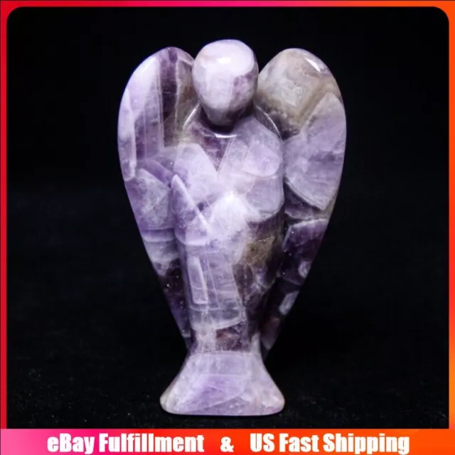 Natural Dream Amethyst Quartz Crystal Skull Carved Angle Fairy Immortal Healing