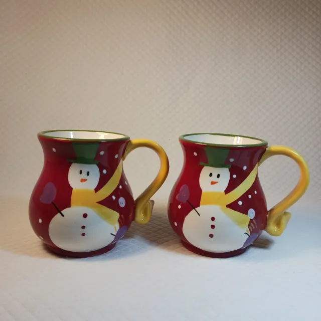 Pier 1 Imports Snowman Mug Cup Hand-Painted “Snow Ball” 16 oz