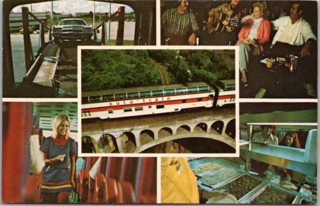 c1970s AMTRAK RAILROAD Advertising Postcard "Auto-Train" Washington DC - Florida