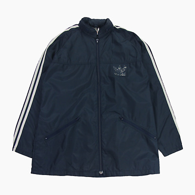 Adidas Trefoil Vintage Windbreaker Jacket Mens M 80s Navy Hooded Rain Cagoule R