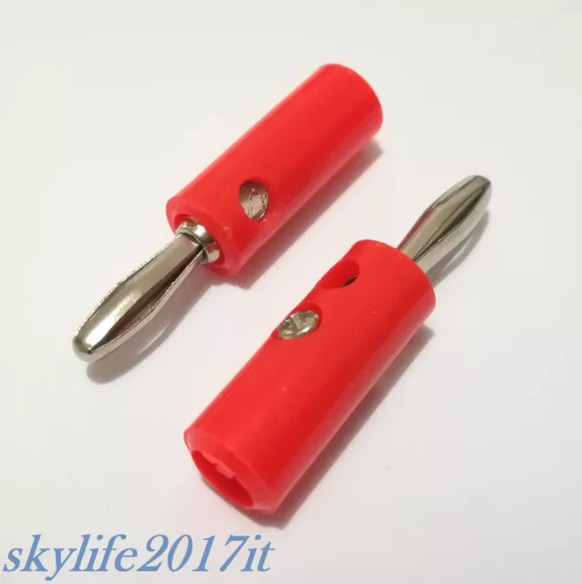 2 pz Spina a banana ROSSA 4mm - 2 pezzi connettore banane maschio rosso