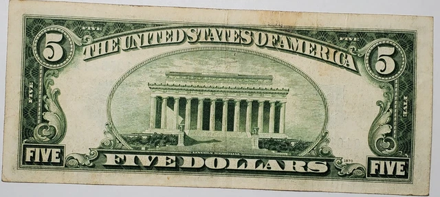 1934 C Five Dollar Silver Certificate Q10136824A Blue Seal Paper Money $5 2