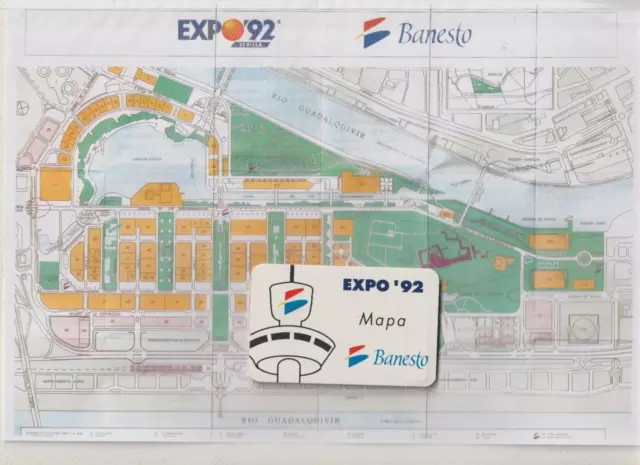 Expo 92 Sevilla Plano Plegable de Expo en formato tarjeta año 1992 (GM-877)