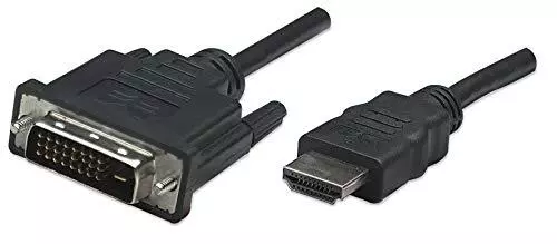 Manhattan HDMI to DVI-D 24+1 Cable, 1m, Male to Male, Black, Equivalent to HDDVI