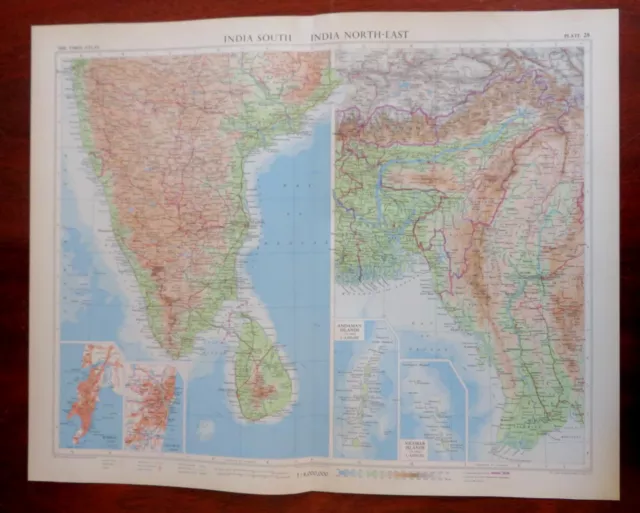 Southern India Mysore Madras Ceylon Sri Lanka Myanmar 1959 Bartholomew map