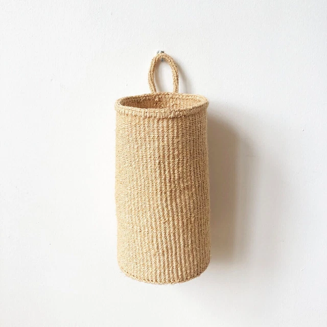 African Hanging Storage Basket   Kenya Kiondo Basket  Woven Sisal Basket/Decor