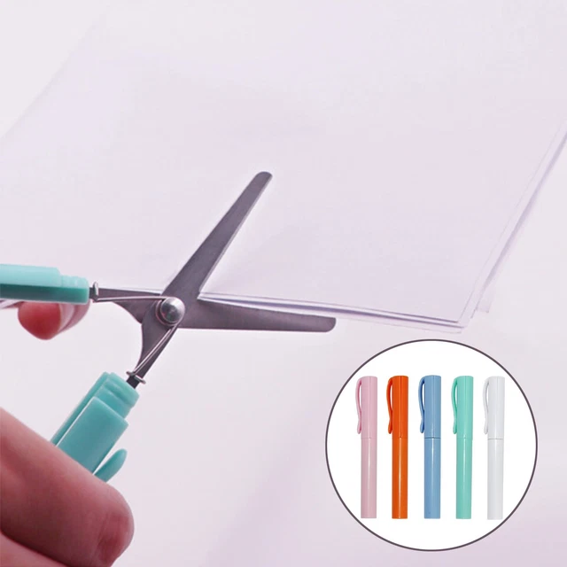 Mini Foldable Scissors  Creative Stationery Pen Style Scissors With Cover For