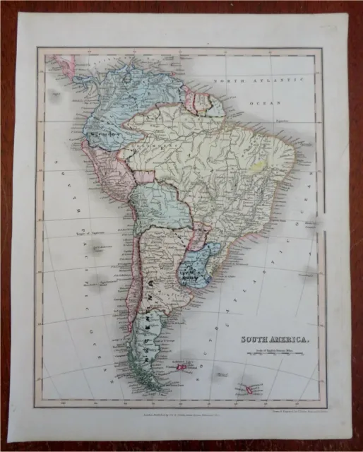 South America Columbia Peru Brazil Argentina Bolivia 1836 Dower engraved map