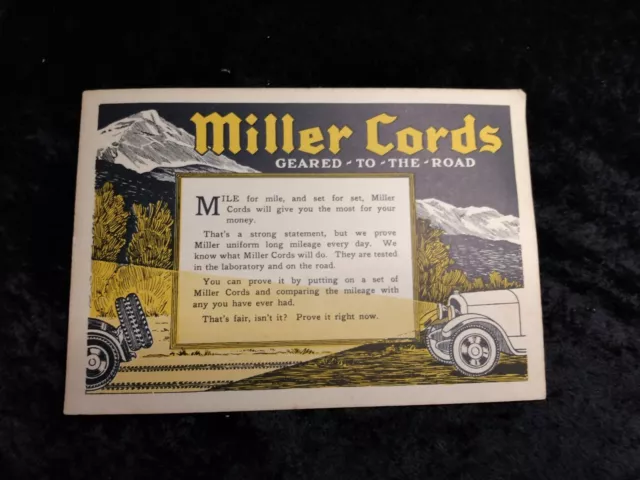 Antique Miller Cords Automobile Tire Advertisement Card