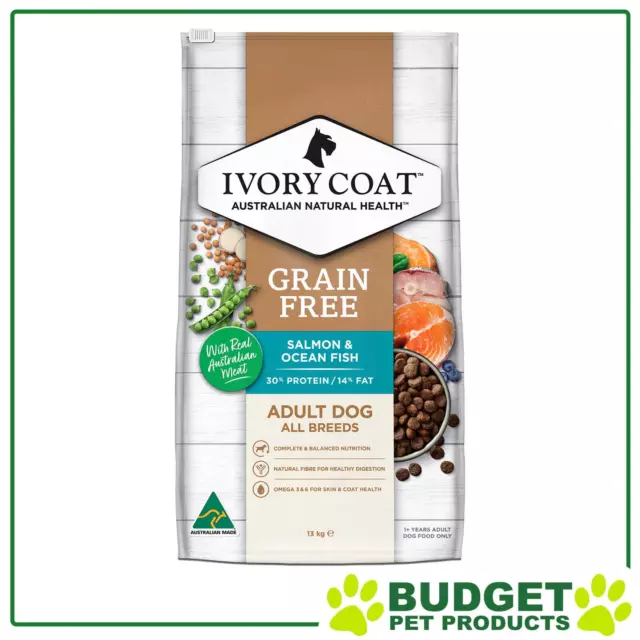 Ivory Coat Natural Health Grain Free Ocean Fish and Salmon For Adult Dogs 13kg