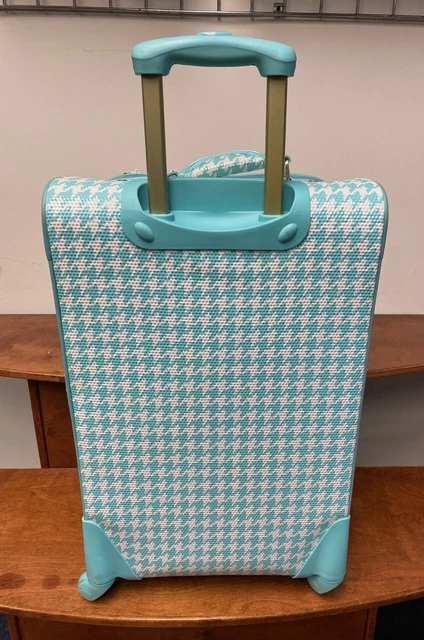 New Samantha Brown Houndstooth 2 Piece Set 20"/Tote Seafoam/White Color Spinner 6