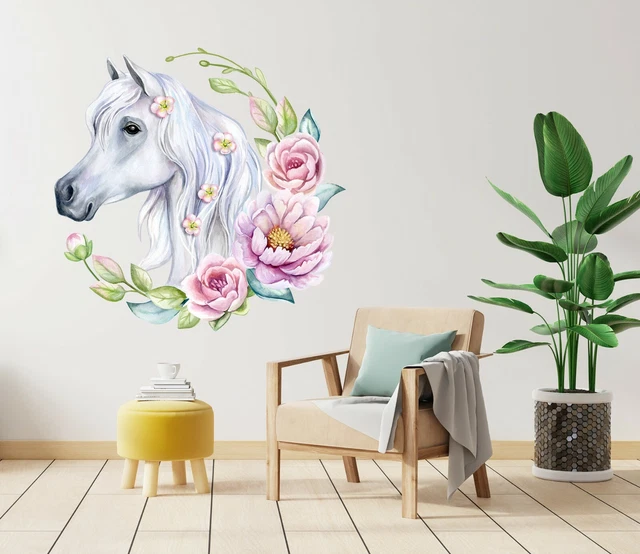 Sticker Mural 3D Cheval En Course O645 - Motif Animal, Dimensions Personnalisables, Neuf