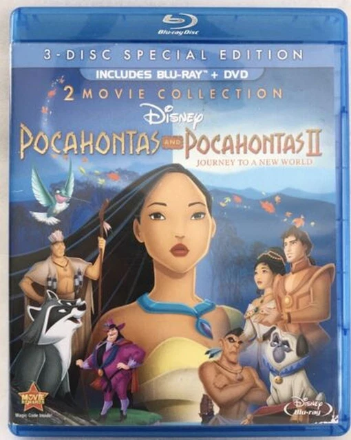 Disney Pocahontas 1 & 2 II   2-Movie Collection Blu-ray + DVD 3 disc set in case