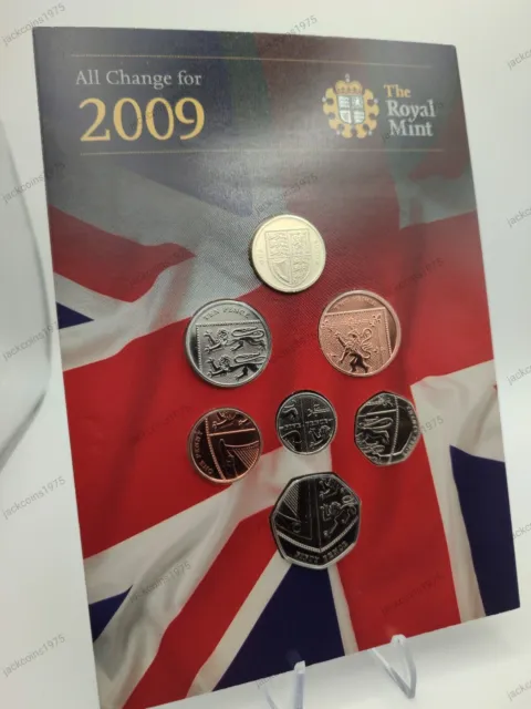 2009 Royal Mint Coin Set - Brilliant Unc - Original Presentation Pack 50P Shield