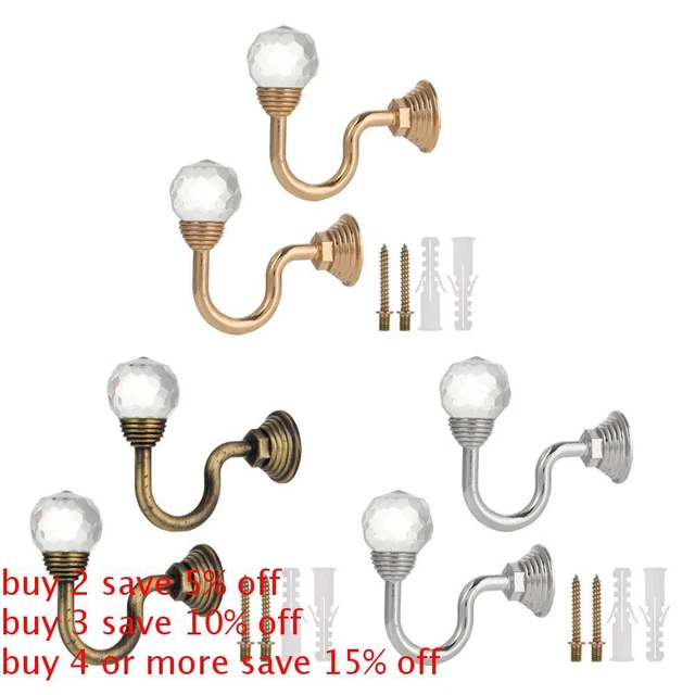 Wall Hook Crystal Curtain Holdbacks Curtain Hooks Fixing Holder Crystal Bracket
