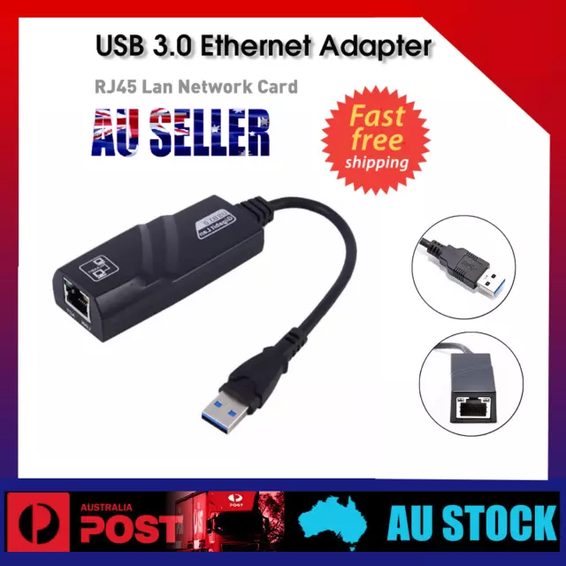 USB 3.0 to 10/100/1000 Mbps Gigabit RJ45 Ethernet LAN Network Adapter Connector