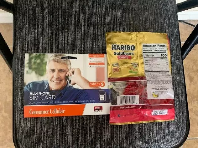 Combo  Consumer Cellular / T-Mobile Network  SIM Card + $10 Credit & Gummy Bears