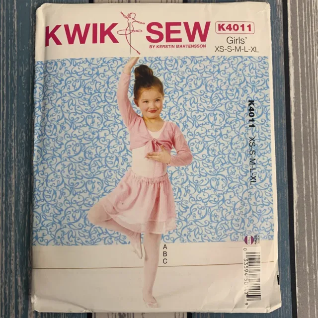 Kwik Sew 4011 Pattern BALLET BALLERINA SHRUG LEOTARD & SKIRT ~ Girls XS-S-M-L-XL