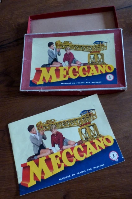 Boîte MECCANO N°1A Pièces Accessoires 1920 - Vintage Nickelé - France