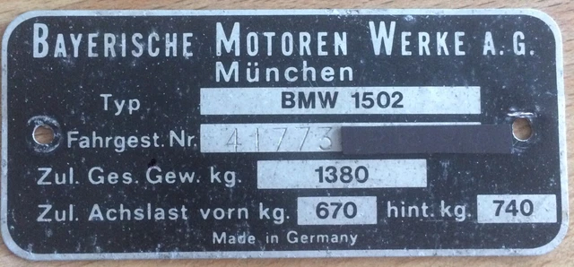 BMW R90S TYPENSCHILD Schild Id Plate EUR 11,00 - DE