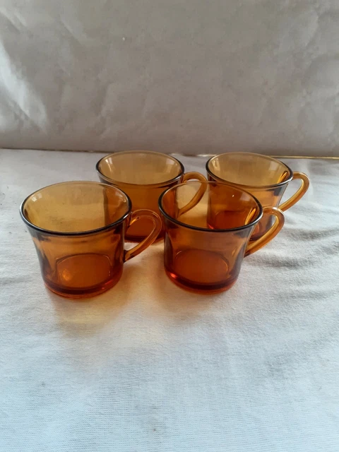 Lot De 4 Tasses à Café Duralex Vintage – Couleur Fumée, Style Rétro