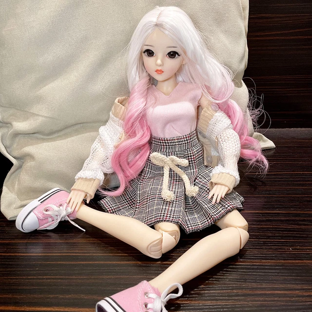1/3 BJD Doll 18 Joints Girl Body Full Set Outfits Face Makeup Kids Toy Lifelike