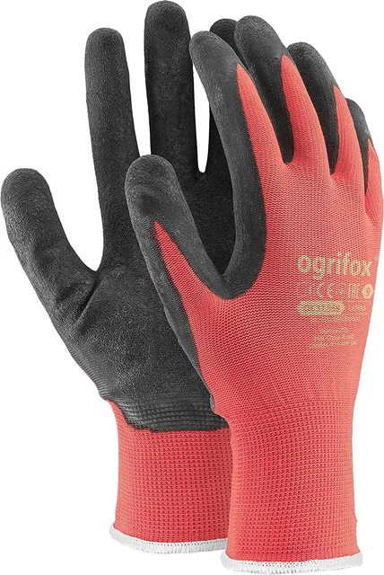 24 Pares Nuevos Guantes De Trabajo Recubiertos De Látex Seguridad Duraderos Constructores De Agarre Jardín L - 9