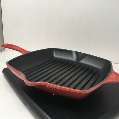 Le Creuset Red Cast Iron Enamel Square Grill Skillet