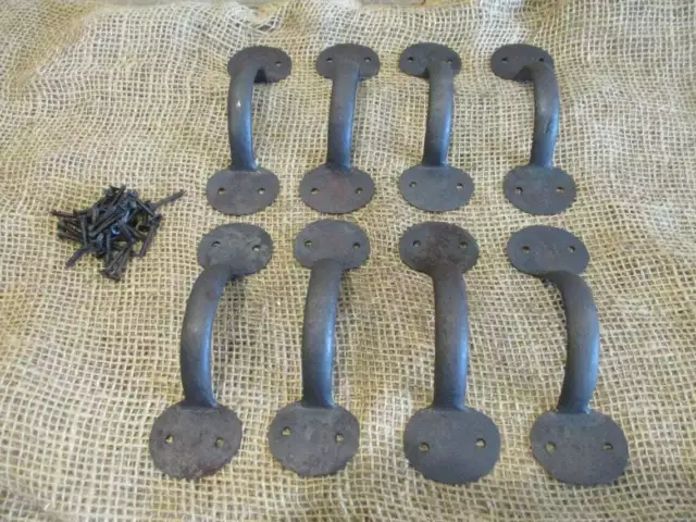 8 Iron Hand Forged Handle Pulls Gate Door Barn Cabinet Drawer Grasp Handles