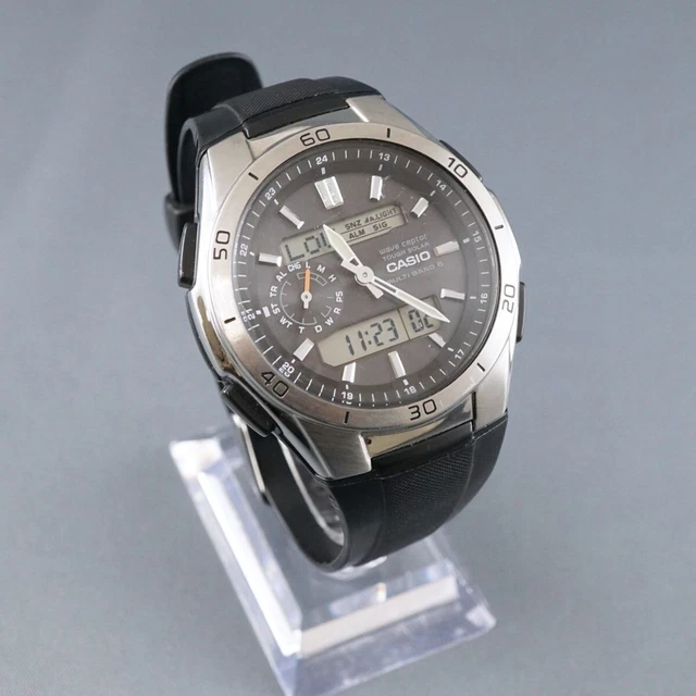 CASIO WAVE CEPTOR WVA-M650-1AJF Black Analog Digital Men's Watch Solar ...