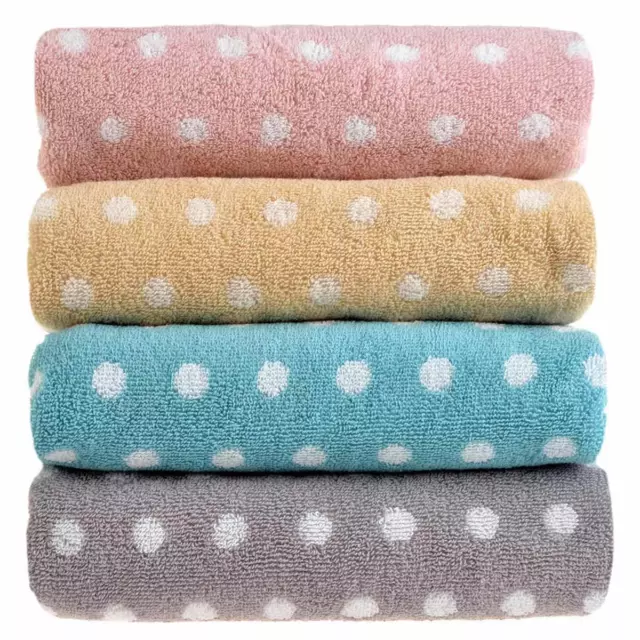 100% Cotton Towel Polka Dot Reversible Luxury Super Soft Bathroom Bath Towels