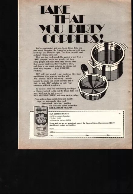 1977 Bar Keepers Friend Cleanser & Polish PRINT AD Take That You Dirty Coppers