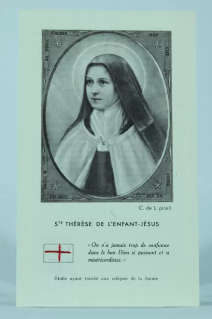 Fine antique Relic card St Theresa of Jesus Child Lisieux Covent