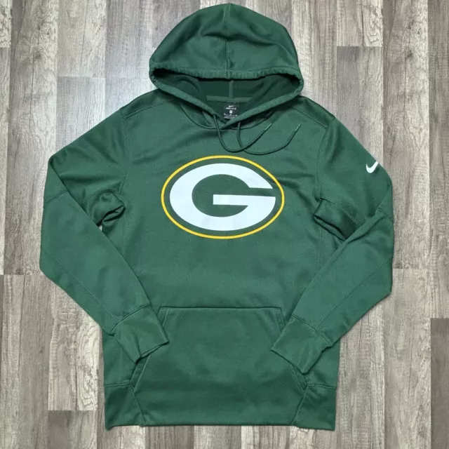 Green Bay Packers Sweatshirt Men's Medium Nike Dri Fit NFL Football Logo Hoodie