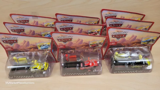 9-pack pit row race-off launchers COMPLETE WOC SET Disney Pixar Cars Piston Cup